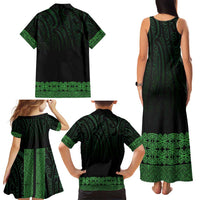 New Zealand Maori Kowhaiwhai Family Matching Tank Maxi Dress and Hawaiian Shirt Kakariki Maui and Mangopare