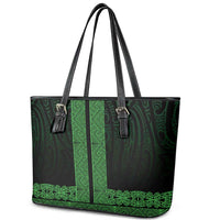 New Zealand Maori Kowhaiwhai Leather Tote Bag Kakariki Maui and Mangopare LT9 - Polynesian Pride