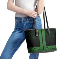 New Zealand Maori Kowhaiwhai Leather Tote Bag Kakariki Maui and Mangopare LT9 - Polynesian Pride