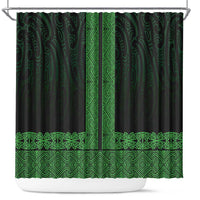 New Zealand Maori Kowhaiwhai Shower Curtain Kakariki Maui and Mangopare LT9 Green - Polynesian Pride