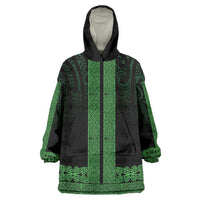 New Zealand Maori Kowhaiwhai Wearable Blanket Hoodie Kakariki Maui and Mangopare LT9 One Size Green - Polynesian Pride