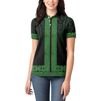 New Zealand Maori Kowhaiwhai Women Polo Shirt Kakariki Maui and Mangopare