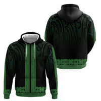 New Zealand Maori Kowhaiwhai Zip Hoodie Kakariki Maui and Mangopare LT9 - Polynesian Pride