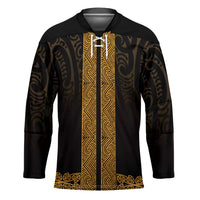 New Zealand Maori Kowhaiwhai Hockey Jersey Karaka Maui and Mangopare LT9 Unisex Gold - Polynesian Pride