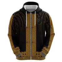 New Zealand Maori Kowhaiwhai Zip Hoodie Karaka Maui and Mangopare LT9 - Polynesian Pride