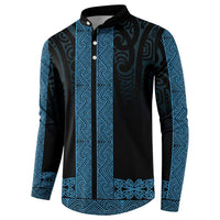 New Zealand Maori Kowhaiwhai Button Sweatshirt Kikorangi Maui and Mangopare
