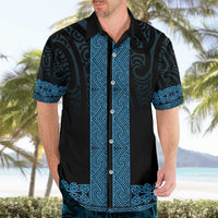 New Zealand Maori Kowhaiwhai Hawaiian Shirt Kikorangi Maui and Mangopare