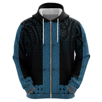 New Zealand Maori Kowhaiwhai Hoodie Kikorangi Maui and Mangopare