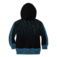 New Zealand Maori Kowhaiwhai Kid Hoodie Kikorangi Maui and Mangopare