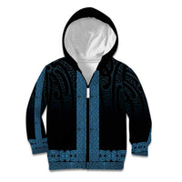 New Zealand Maori Kowhaiwhai Kid Hoodie Kikorangi Maui and Mangopare