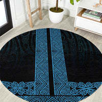 New Zealand Maori Kowhaiwhai Round Carpet Kikorangi Maui and Mangopare LT9 Blue - Polynesian Pride