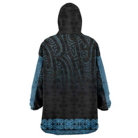 New Zealand Maori Kowhaiwhai Wearable Blanket Hoodie Kikorangi Maui and Mangopare LT9 - Polynesian Pride