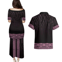 New Zealand Maori Kowhaiwhai Couples Matching Puletasi and Hawaiian Shirt Mawhero Maui and Mangopare LT9 - Polynesian Pride