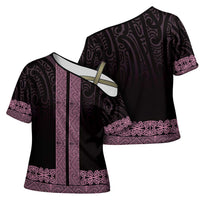 New Zealand Maori Kowhaiwhai Cross Shoulder Shirt Mawhero Maui and Mangopare - Polynesian Pride