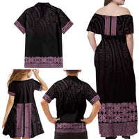 New Zealand Maori Kowhaiwhai Family Matching Off Shoulder Maxi Dress and Hawaiian Shirt Mawhero Maui and Mangopare LT9 - Polynesian Pride