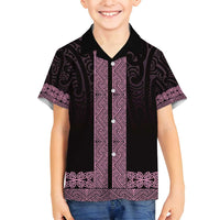 New Zealand Maori Kowhaiwhai Family Matching Summer Maxi Dress and Hawaiian Shirt Mawhero Maui and Mangopare LT9 Son's Shirt Pink - Polynesian Pride