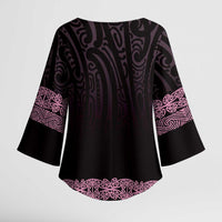 New Zealand Maori Kowhaiwhai Kimono Sleeve Blouse Mawhero Maui and Mangopare - Polynesian Pride
