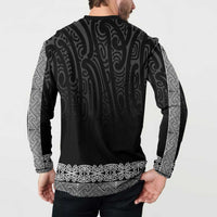 New Zealand Maori Kowhaiwhai Button Sweatshirt Pango Maui and Mangopare LT9 - Polynesian Pride