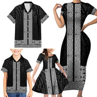 New Zealand Maori Kowhaiwhai Family Matching Short Sleeve Bodycon Dress and Hawaiian Shirt Pango Maui and Mangopare LT9 - Polynesian Pride