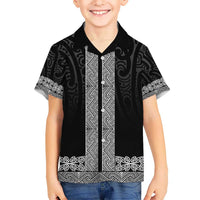 New Zealand Maori Kowhaiwhai Kid Hawaiian Shirt Pango Maui and Mangopare LT9 Kid Black - Polynesian Pride
