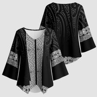 New Zealand Maori Kowhaiwhai Kimono Sleeve Blouse Pango Maui and Mangopare - Polynesian Pride