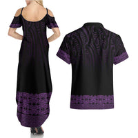 New Zealand Maori Kowhaiwhai Couples Matching Summer Maxi Dress and Hawaiian Shirt Waiporoporo Maui and Mangopare LT9 - Polynesian Pride