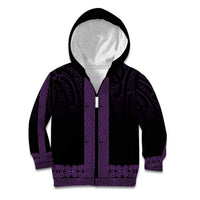 New Zealand Maori Kowhaiwhai Kid Hoodie Waiporoporo Maui and Mangopare LT9 Zip Hoodie Purple - Polynesian Pride