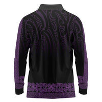 New Zealand Maori Kowhaiwhai Long Sleeve Polo Shirt Waiporoporo Maui and Mangopare