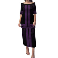New Zealand Maori Kowhaiwhai Puletasi Waiporoporo Maui and Mangopare LT9 Long Dress Purple - Polynesian Pride