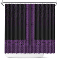 New Zealand Maori Kowhaiwhai Shower Curtain Waiporoporo Maui and Mangopare LT9 Purple - Polynesian Pride