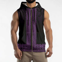 New Zealand Maori Kowhaiwhai Sleeveless Zip Hoodie Waiporoporo Maui and Mangopare - Polynesian Pride