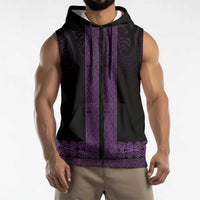 New Zealand Maori Kowhaiwhai Sleeveless Zip Hoodie Waiporoporo Maui and Mangopare LT9 - Polynesian Pride