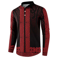 New Zealand Maori Kowhaiwhai Button Sweatshirt Whero Maui and Mangopare