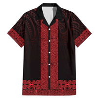 New Zealand Maori Kowhaiwhai Family Matching Mermaid Dress and Hawaiian Shirt Whero Maui and Mangopare LT9 Dad's Shirt - Short Sleeve Red - Polynesian Pride