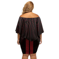 New Zealand Maori Kowhaiwhai Family Matching Off Shoulder Short Dress and Hawaiian Shirt Whero Maui and Mangopare LT9 - Polynesian Pride