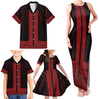 New Zealand Maori Kowhaiwhai Family Matching Tank Maxi Dress and Hawaiian Shirt Whero Maui and Mangopare