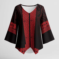 New Zealand Maori Kowhaiwhai Kimono Sleeve Blouse Whero Maui and Mangopare - Polynesian Pride