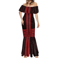 New Zealand Maori Kowhaiwhai Mermaid Dress Whero Maui and Mangopare