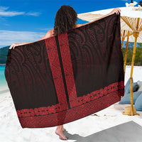 New Zealand Maori Kowhaiwhai Sarong Whero Maui and Mangopare LT9 One Size 44 x 66 inches Red - Polynesian Pride