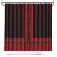 New Zealand Maori Kowhaiwhai Shower Curtain Whero Maui and Mangopare LT9 Red - Polynesian Pride