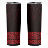 New Zealand Maori Kowhaiwhai Skinny Tumbler Whero Maui and Mangopare LT9 Red - Polynesian Pride