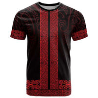 New Zealand Maori Kowhaiwhai T Shirt Whero Maui and Mangopare LT9 Red - Polynesian Pride
