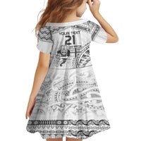 Custom Fiji Black Fern Family Matching Off Shoulder Short Dress and Hawaiian Shirt Maori Warroir with Fijian Masi Pattern