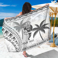Custom Fiji Black Fern Sarong Maori Warroir with Fijian Masi Pattern
