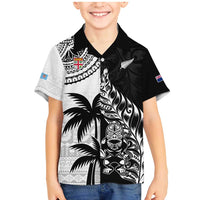 Custom Fiji New Zealand Family Matching Mermaid Dress and Hawaiian Shirt Maori mix Tapa Pattern Version LT9 Son's Shirt Black - Polynesian Pride