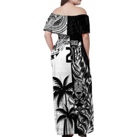 Custom Fiji New Zealand Family Matching Off Shoulder Maxi Dress and Hawaiian Shirt Maori mix Tapa Pattern Version
