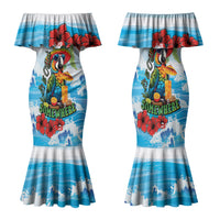 Funny Parrot Margarita Five O'clock Somewhere Family Matching Mermaid Dress and Hawaiian Shirt LT9 Mom's Dress Blue - Polynesian Pride