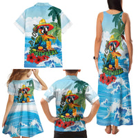 Funny Parrot Margarita Five O'clock Somewhere Family Matching Tank Maxi Dress and Hawaiian Shirt LT9 Mom's Dress Blue - Polynesian Pride