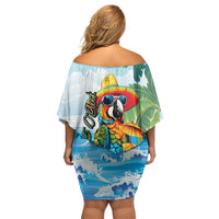 Funny Parrot Margarita Five O'clock Somewhere Off Shoulder Short Dress