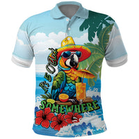 Funny Parrot Margarita Five O'clock Somewhere Polo Shirt LT9 Blue - Polynesian Pride